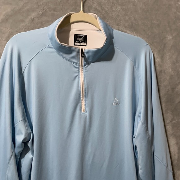 Deolax Sweater Mens Extra Large Light Blue Golf Quarter Zip Pullover Performance - Picture 3 of 13